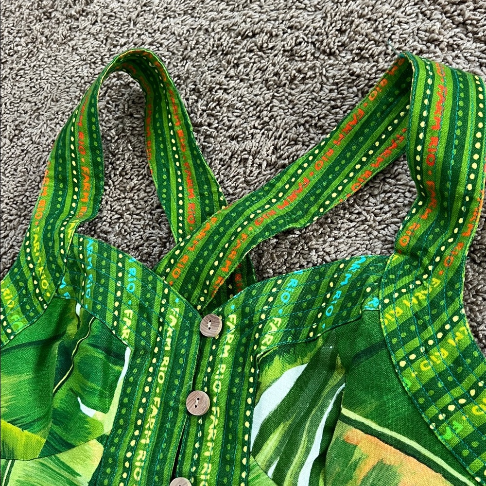 FARM Rio Green Tropical Print Linen Mini Dress - Picture 13 of 13